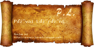 Pávai Lóránt névjegykártya