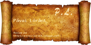 Pávai Lóránt névjegykártya