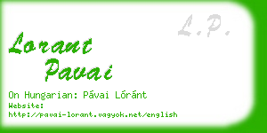 lorant pavai business card